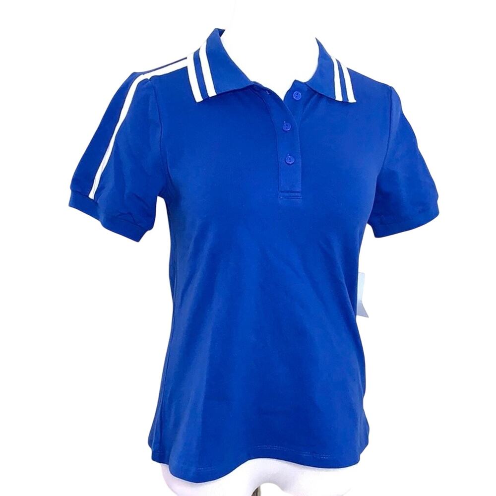 Katie Sturino Blue with White Stripe Polo NWT Size XS